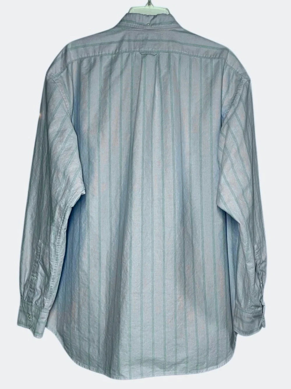 J Crew Giant Fit Striped Oxford in Blue/Green Men’s L